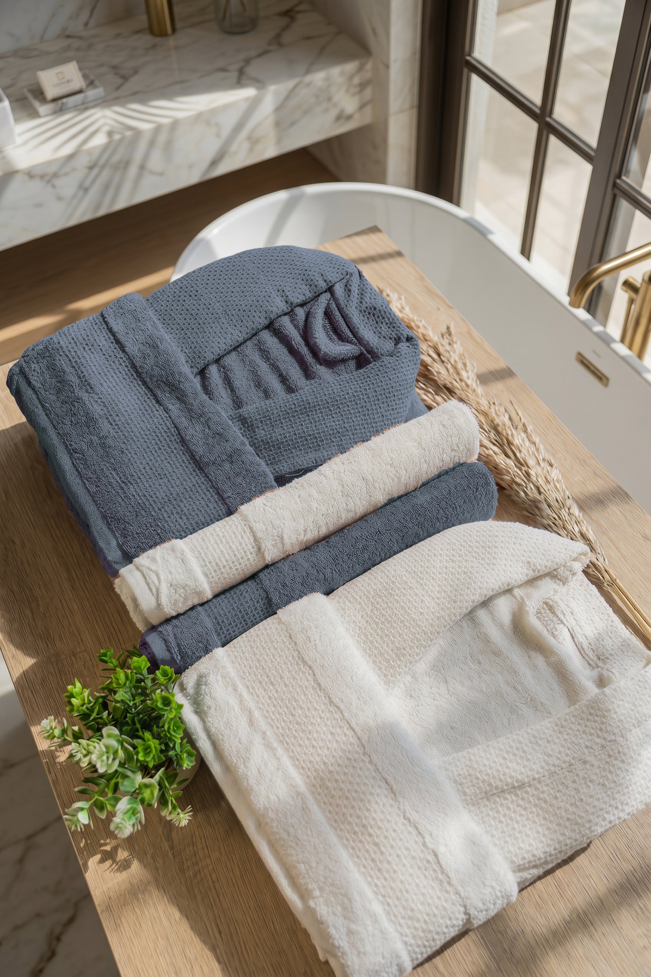Royal cotton bathrobe set – Blnca