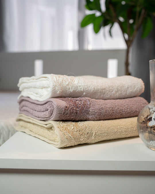 Elegance leaf towel 3pcs set